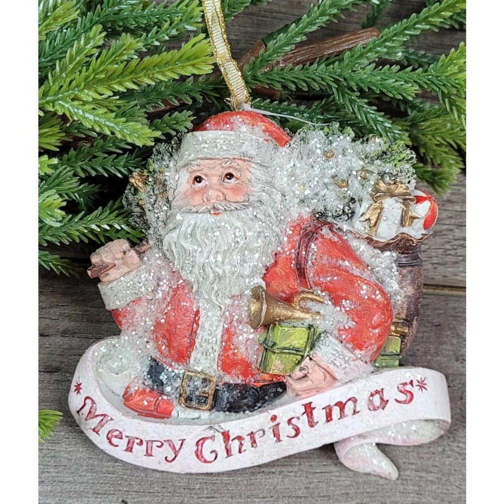 Santa Merry Christmas Ornament NWT